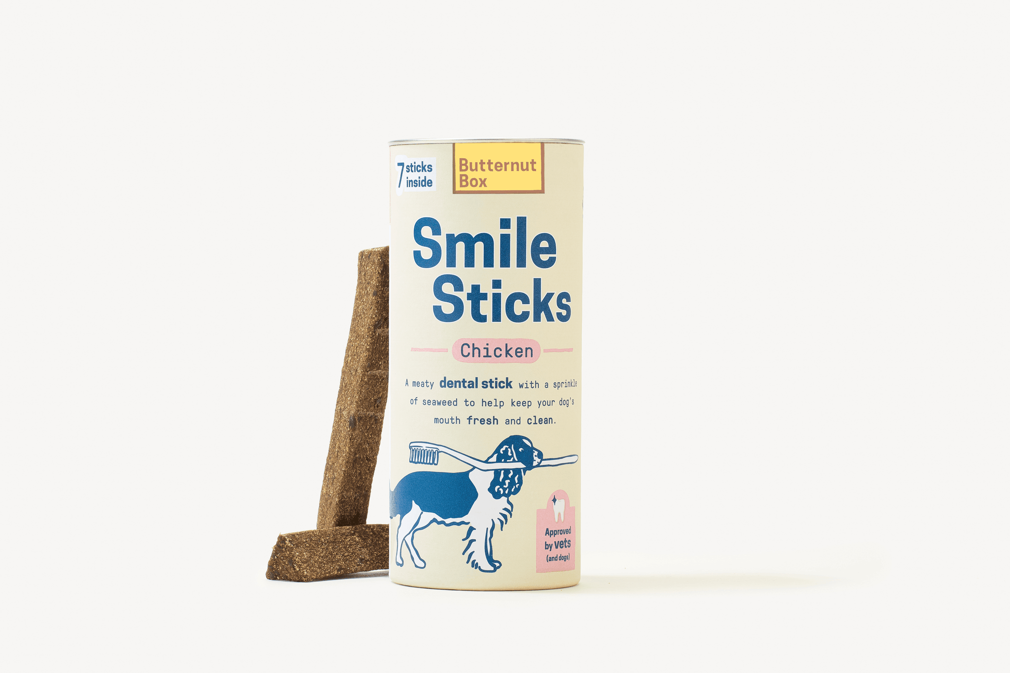 Chicken smile sticks with product